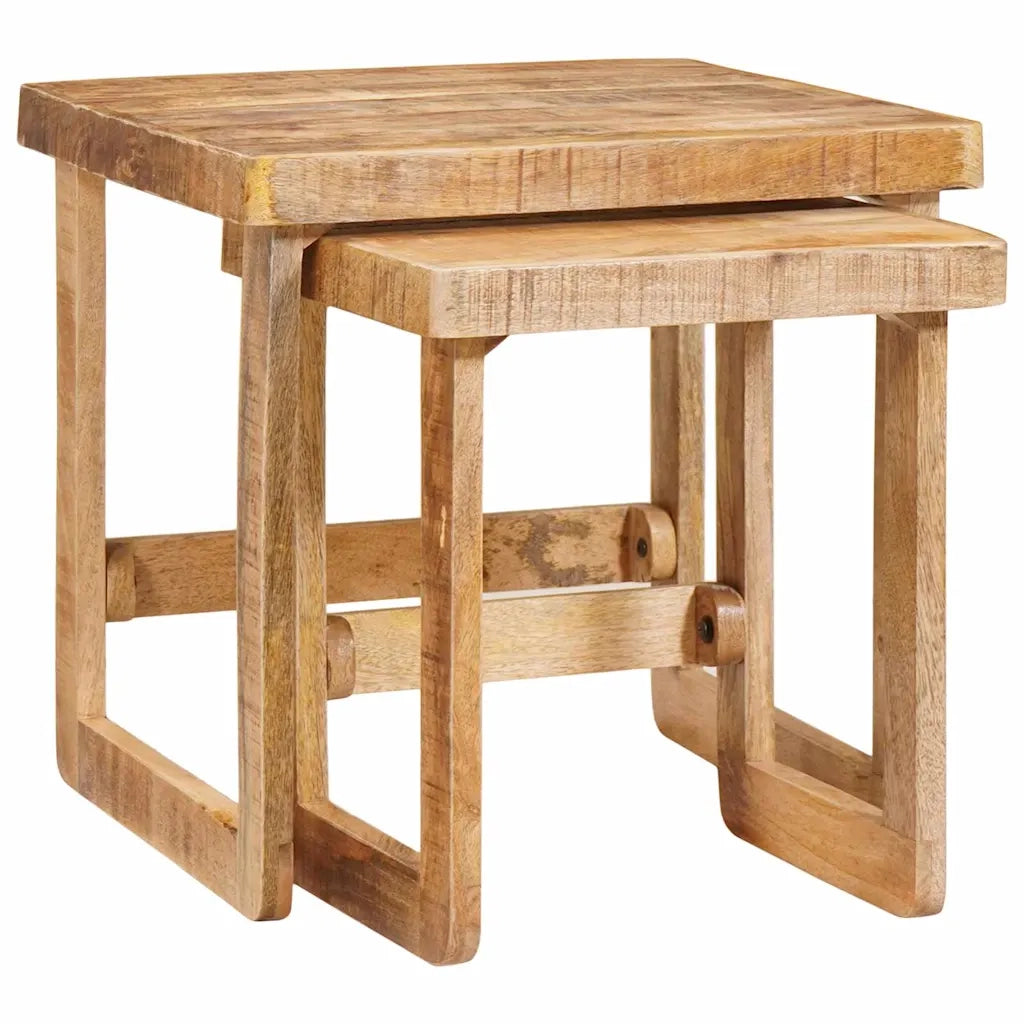 Tavoli da annidamento 2 pcs Marrone Legno di mango massello 4104557