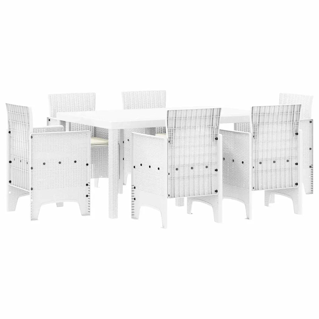 Set da Pranzo per Giardino 7 pcs Bianco Rattan Polt 3378566