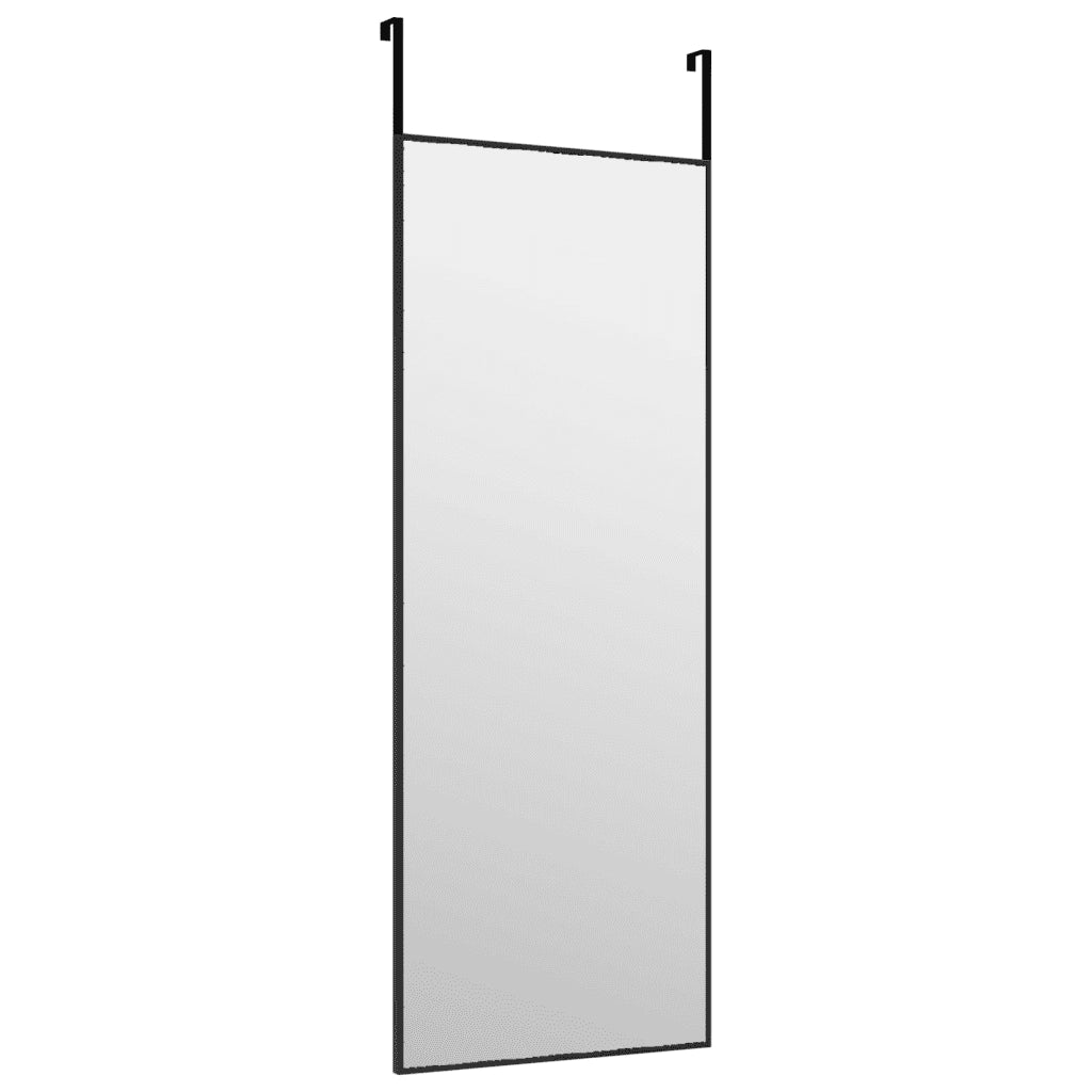 Specchio da Porta Nero 30x80 cm in Vetro e Alluminio