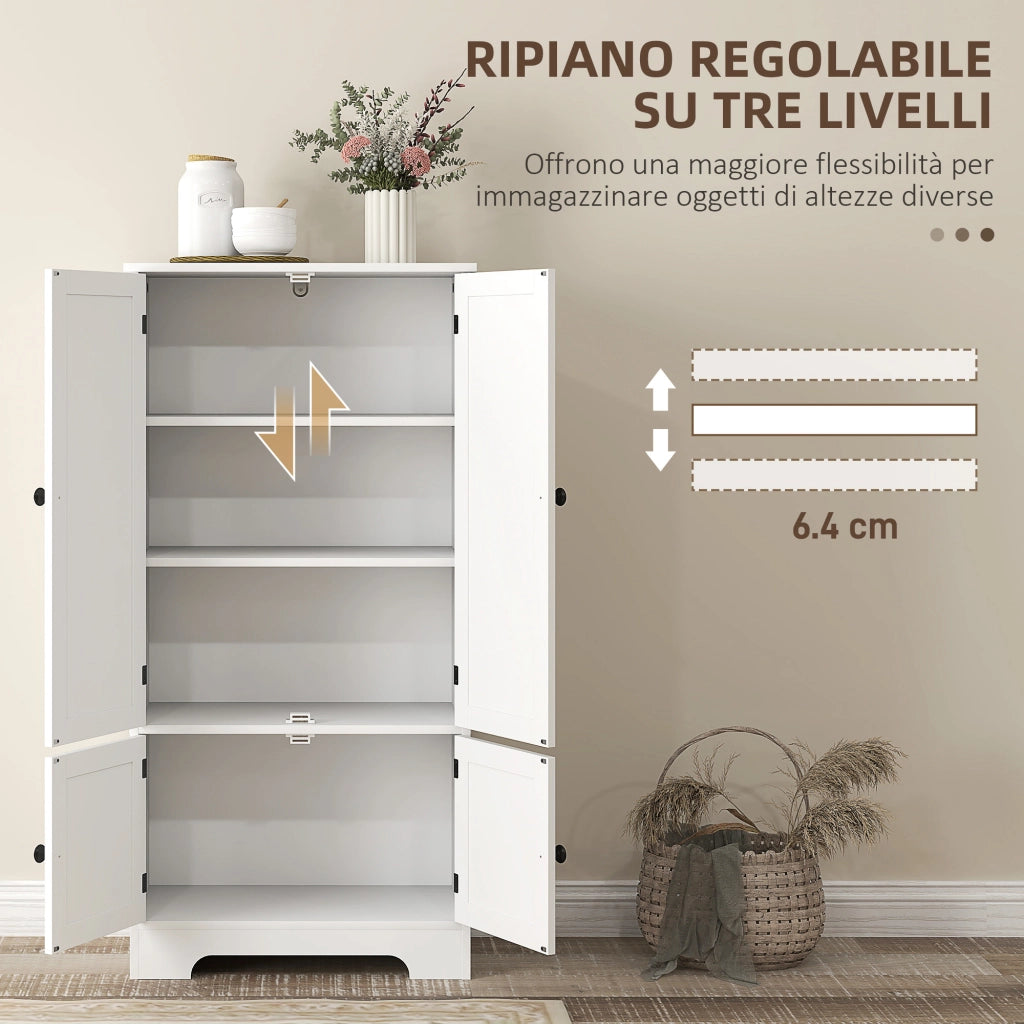 Mobile Credenza 4 Ante ¨C Xylo ¨C Bianco con 2 Armadietti e Ripiano Regolabile 58x30x123