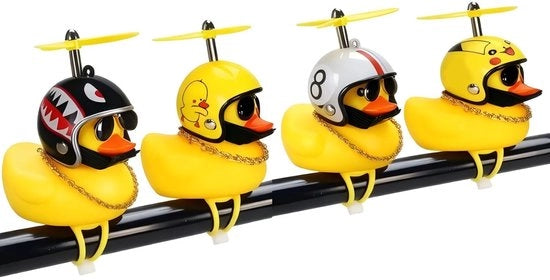 Autoornamento eend con elica e casco, decorazione per bambini, animale per auto e bicicletta