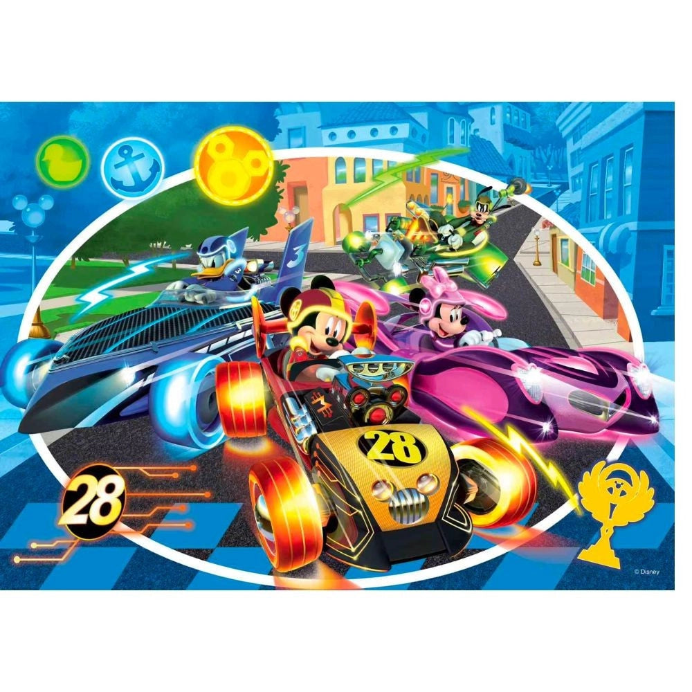 Trade Shop - Disney Puzzle Double Face Mickey Mouse 24 Maxi Pezzi Dim 70x50 Cm Puzzle 2 In 1 -