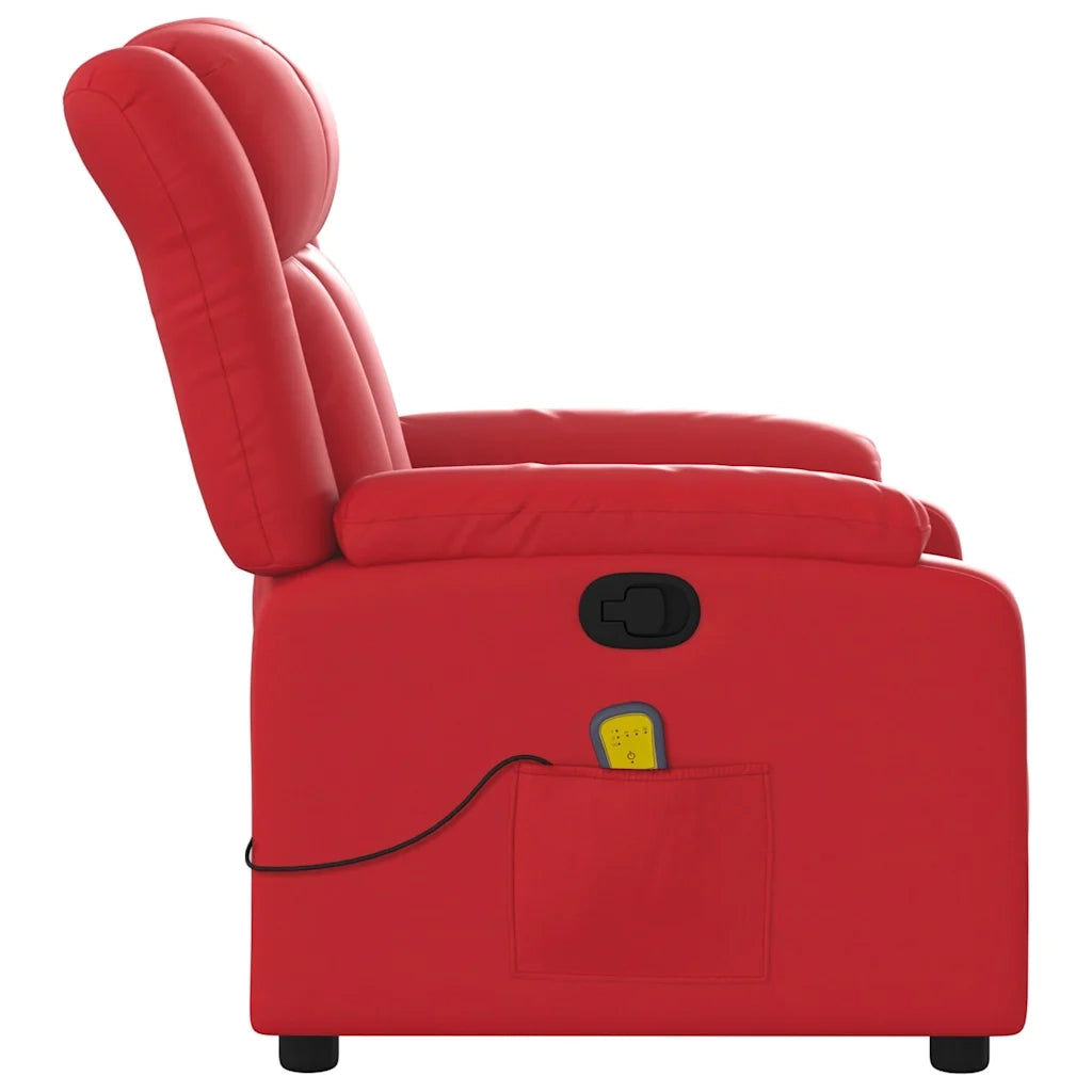 Poltrona Massaggiante Reclinabile Rossa in Similpelle 373572