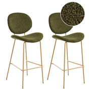 Set di 2 sedie con gambe senza braccioli Bouclè PU Gambe in ferro nero Design contemporaneo e retrò Sedute per la sala da pranzo verde scuro