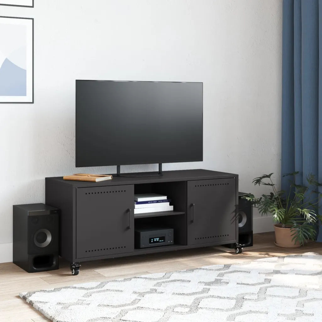 Mobile TV | Armadietto TV | Mobile Porta TV Nero 100,5x39x43,5 cm in Acciaio