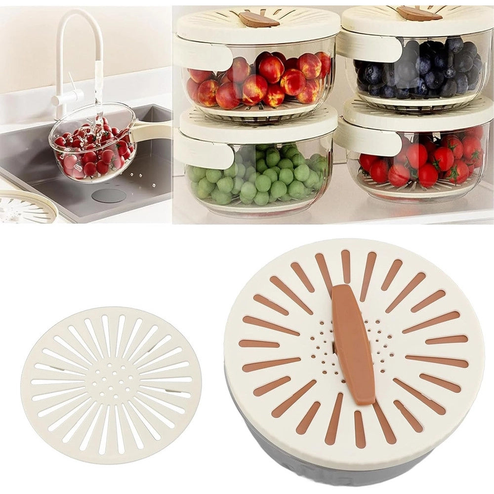 Trade Shop - Ciotola Per Lavare Frutta Verdura Contenitore Alimenti Manico Pieghevole Con Filtro Picnic -