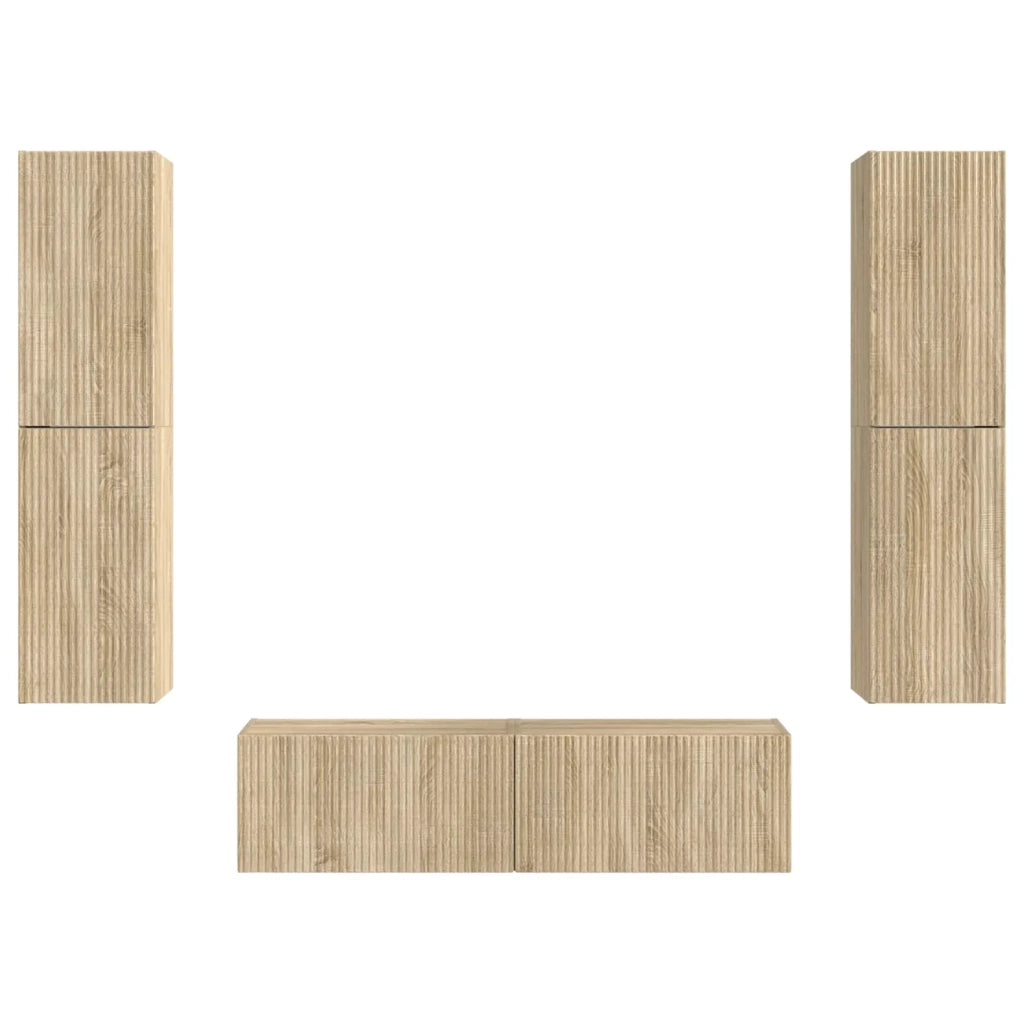 Set mobile TV 6 pz-Credenza per TV Rovere Sonoma Legno multistrato 494171