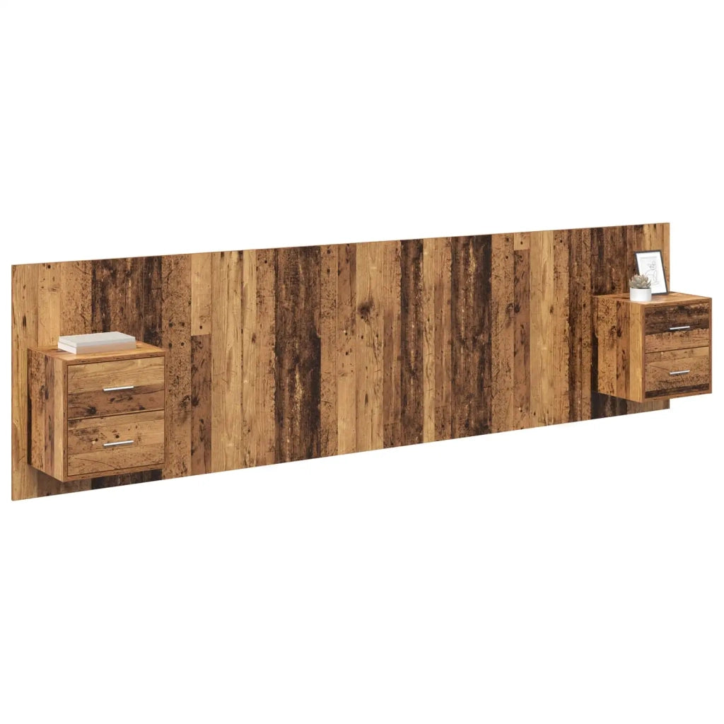 Testata con Comodino 3 pcs Legno vecchio Legno multistrato 3415713