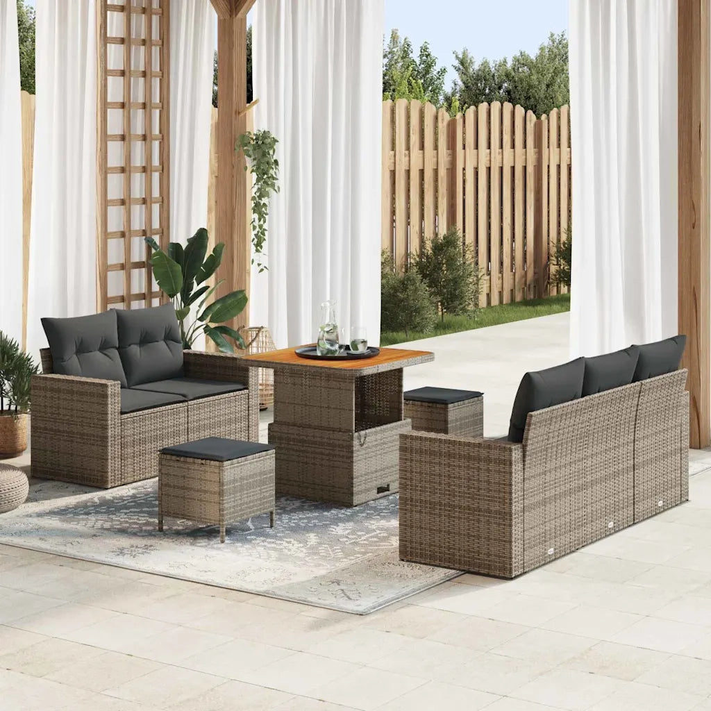 Set Divano da Giardino con cuscino 8 pcs Grigio polyrattan 3361558
