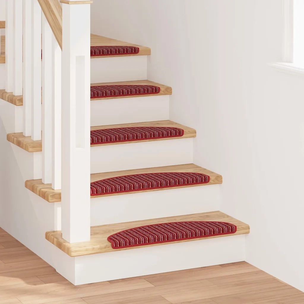Tappetini per scale autoadesivi 15 pz | Gradini per Scale Rosso 65 x 21 x 4 cm