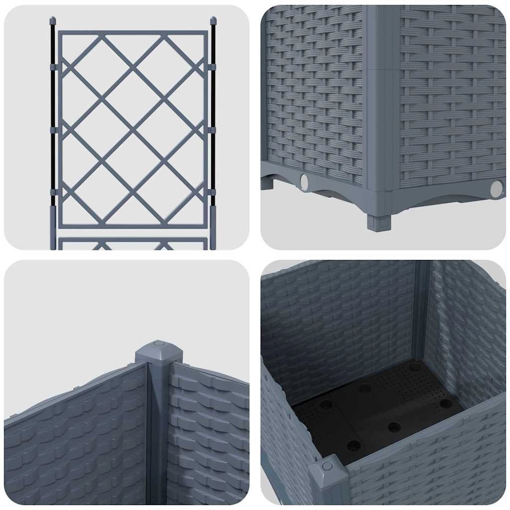 Moderna fioriera da giardino per esterni 40 x 40 x 143 cm resistente ed elegante realizzata in acciaio grigio chiaro 02_0058580