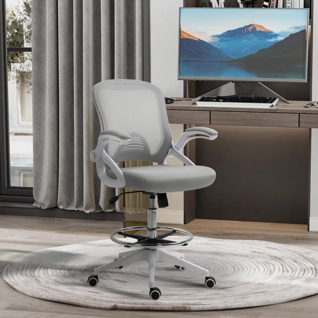 Sedia da ufficio con schienale regolabile, poggiapiedi e meccanismo a pistone ¨C Minimal ¨C nero, metallo, 64x60x106-126 cm