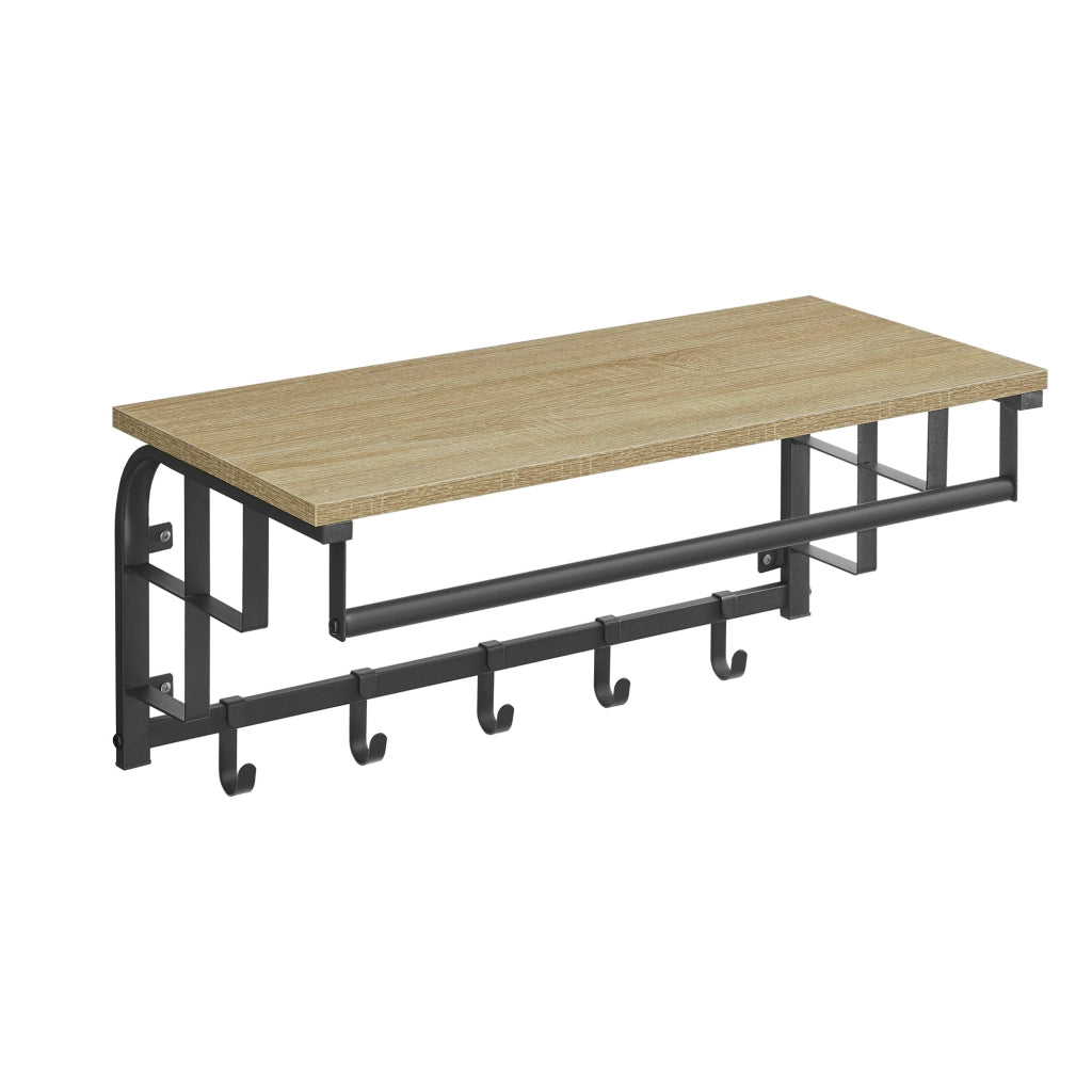 Mensola da parete Valora con ganci - Rovere Sonoma con cornice nera