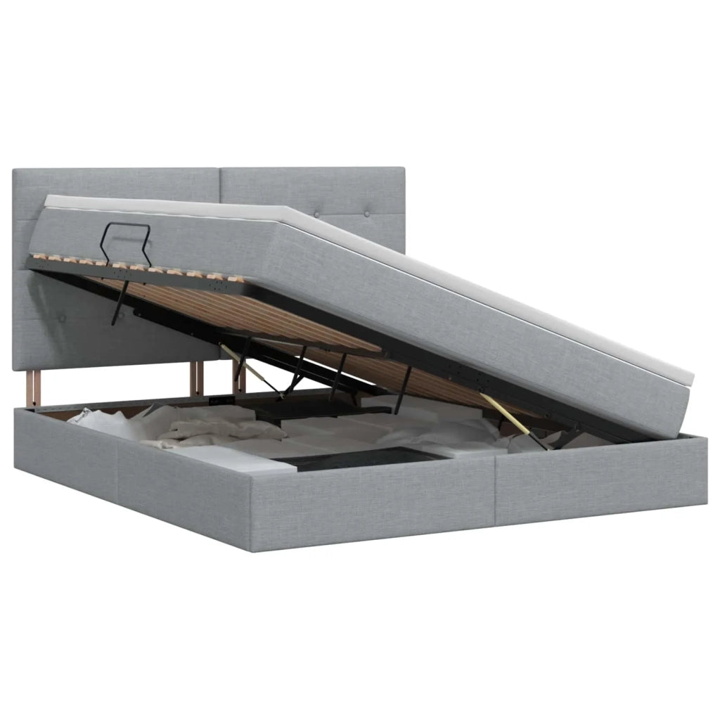 Letto con contenitore e materasso Grigio Chiaro 140 x 200 cm 3459507