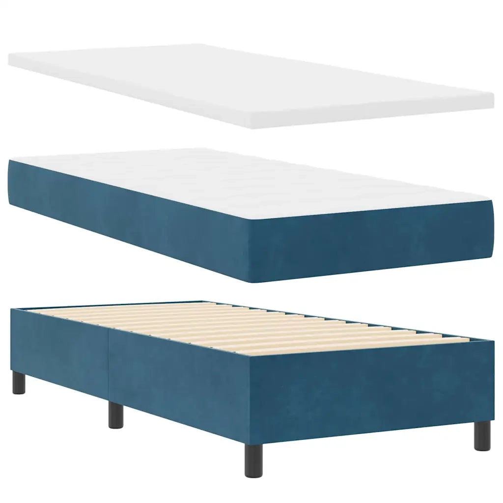 Letto a molle con materasso Blu scuro 90 x 200 cm Velluto
