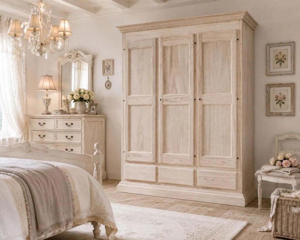 Armadio classico 3 porte 3 cassetti legno grezzo 182x61x221 (611) - Mobili 2G