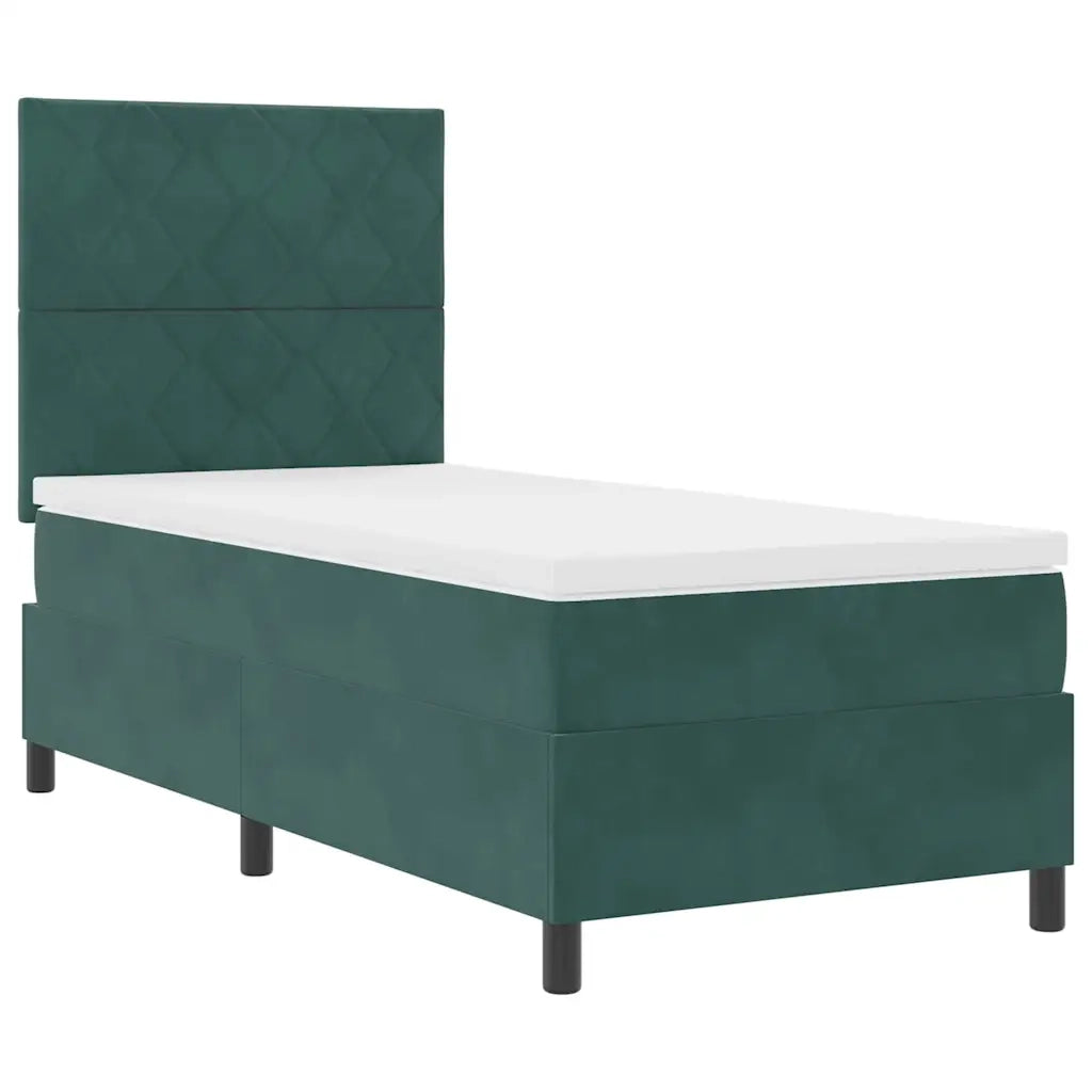 Letto a molle con materasso Verde Scuro 90 x 200 cm Velluto 3339875