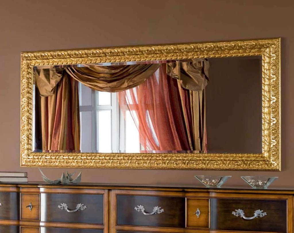 Mobili2g - specchiera in foglia oro rettangolare misure: l.180x h. 90 x p. 5