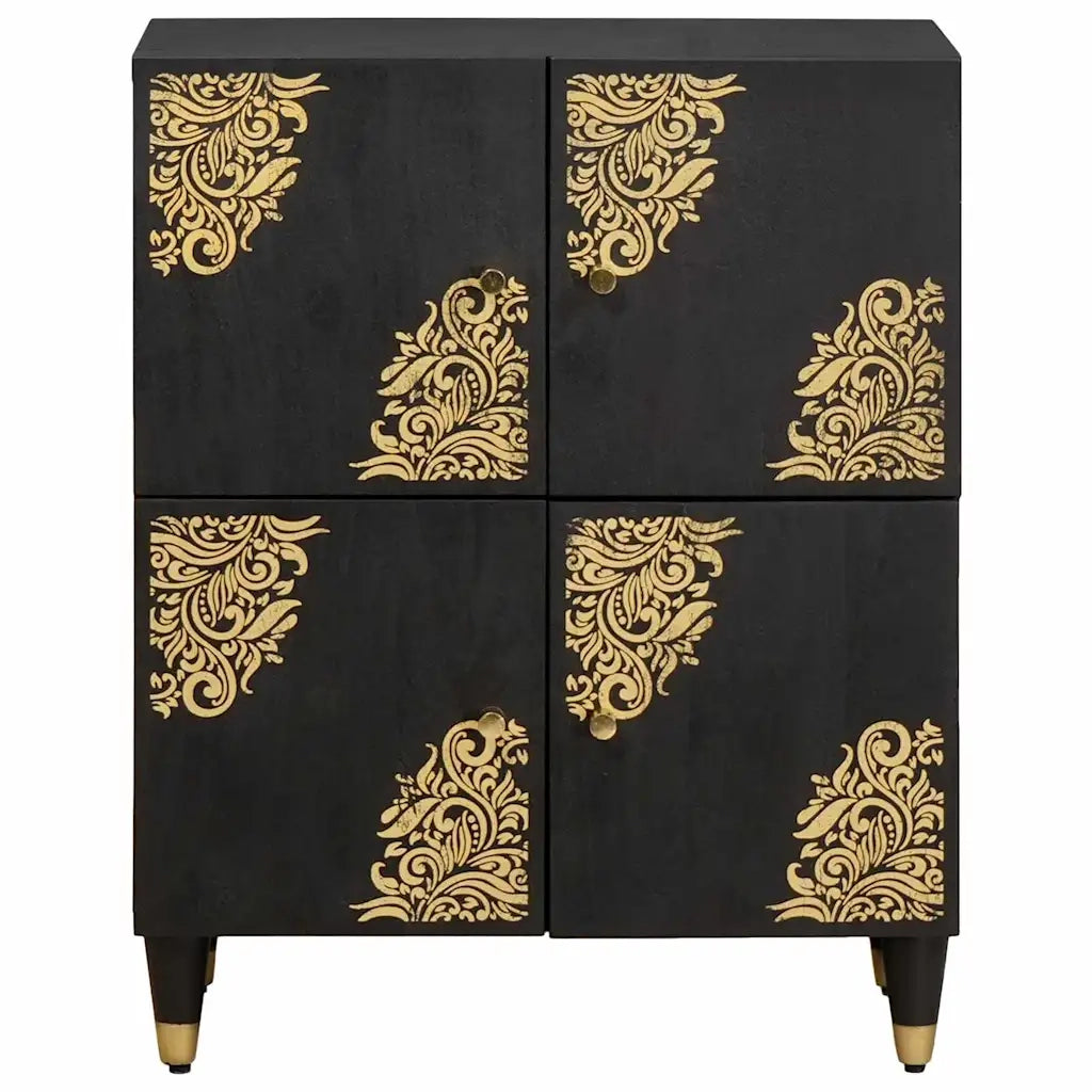 Credenza con porta Nero 60 x 33 x 75 cm Legno di mango massello 4018834