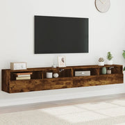 Mobili TV Parete 2 pz-Credenza per TV Rovere Fumo 100x30x30 cm Legno Multistrato