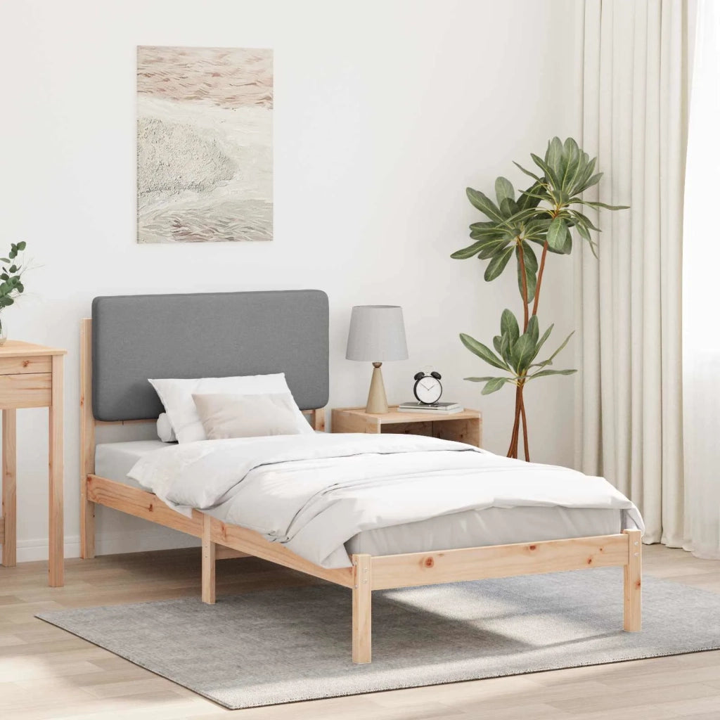 Letto con Testiera Rivestita-Struttura Letto con Testiera Grigio chiaro 90 x 200 cm 401632