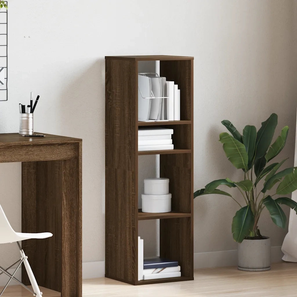 Libreria-Scaffale per Libri-Mobile di Stoccaggio Rovere Marrone 34x31x112 cm in Legno Multistrato