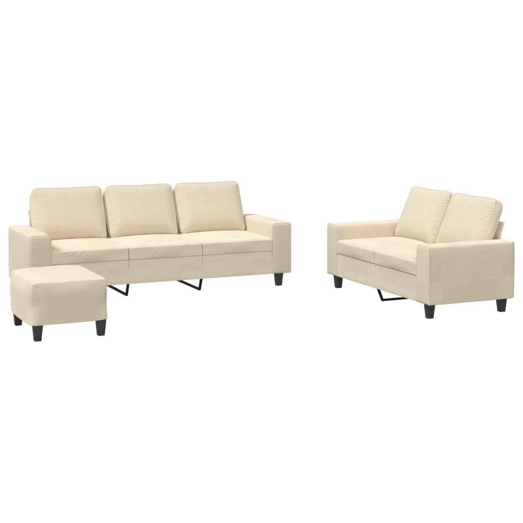 Set di Divani 3 pz Crema in Tessuto 3201908