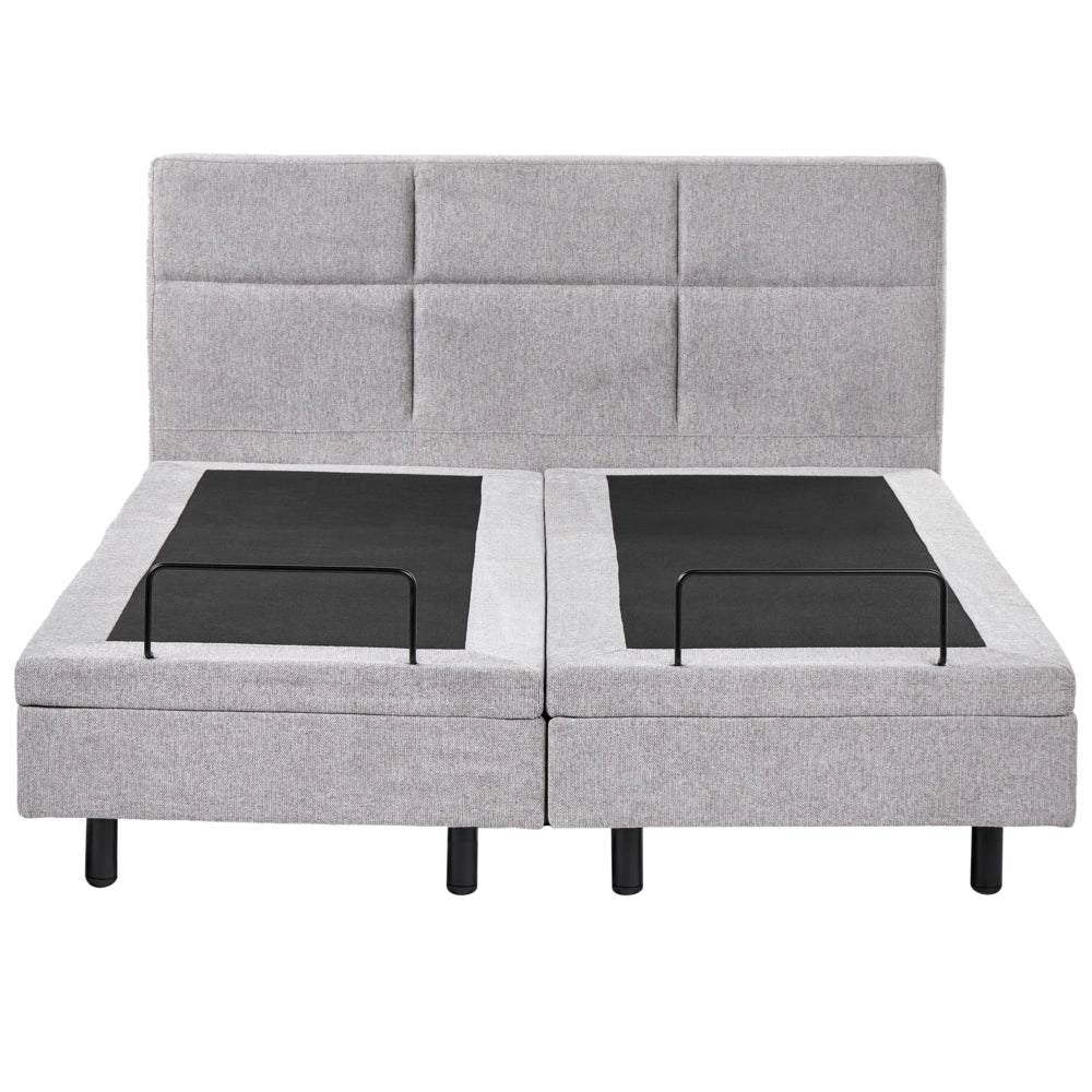 Letto matrimoniale Tessuto grigio chiaro Elettrico 160 x 200 cm regolabile tramite telecomando Rivestimento in ciniglia