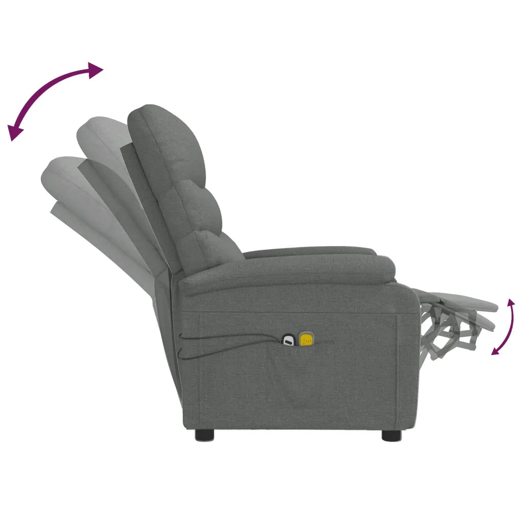 Poltrona Massaggiante Elettrica Grigio Scuro in Tessuto 3073695