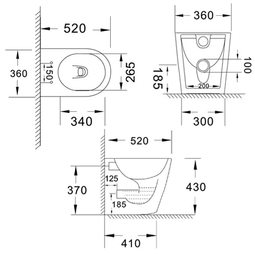 Vaso rimless filo muro LINPH Genziana Bianco