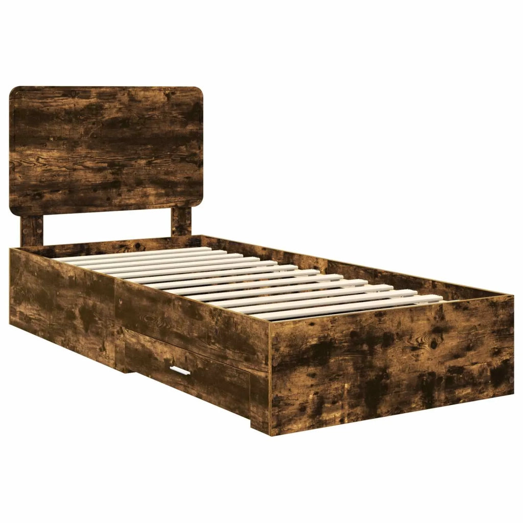 Struttura del letto-Giroletto Rovere fum¨¦ 90 x 190 cm Legno multistrato 707514