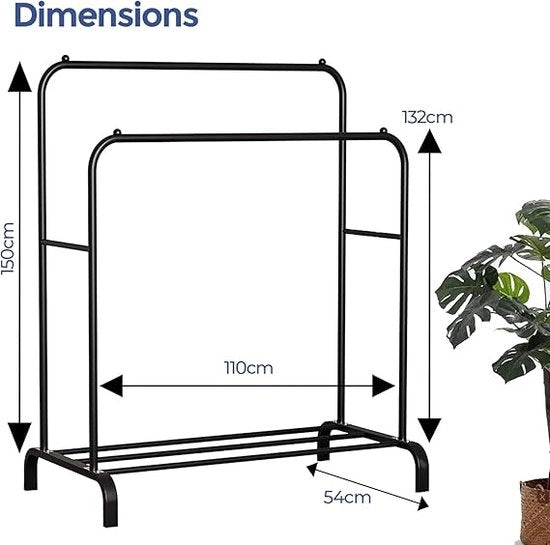 Armadio aperto, attrezzo per stendere la roba, stendibiancheria, guardaroba 110D x 54W x 150H centimetri