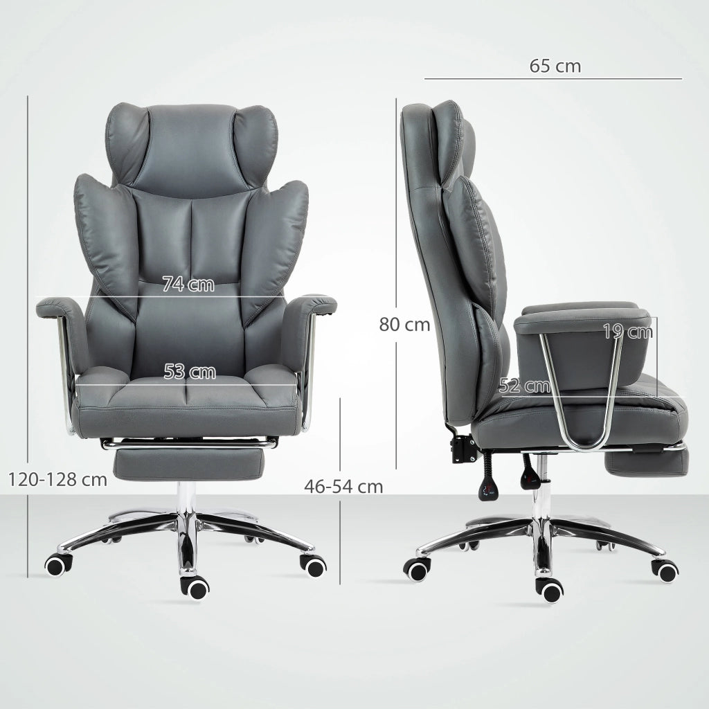 Sedia da Ufficio Ergonomica con Schienale Reclinabile 135° Poggiapiedi e Altezza Regolabile in Schiuma Grigio Scuro