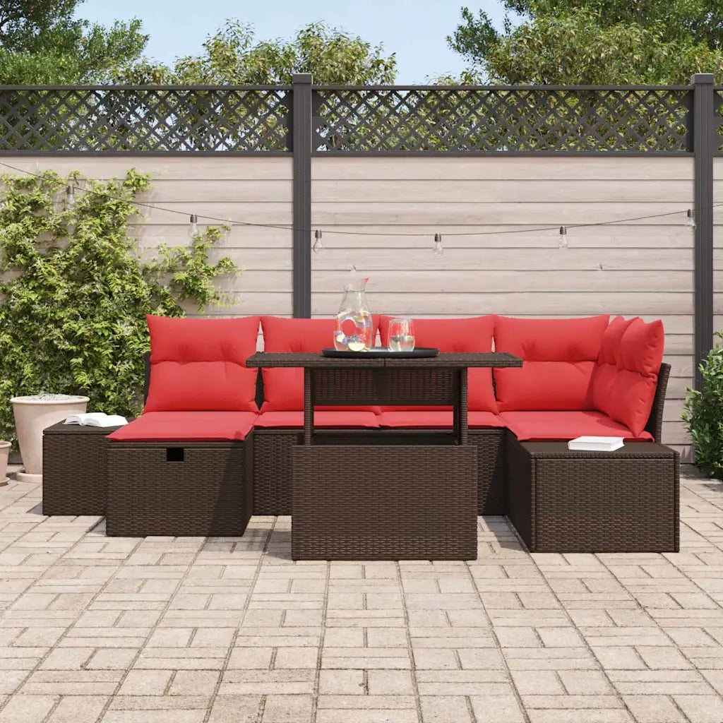 Set Divano da Giardino 7 pz Marrone polyrattan 3361213