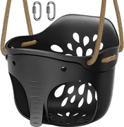 Accessori per schienale esterno per bambini, alta schiena, sedie da schiocco con corda regolabile e 4 ganci di sicurezza, design elefante - nero