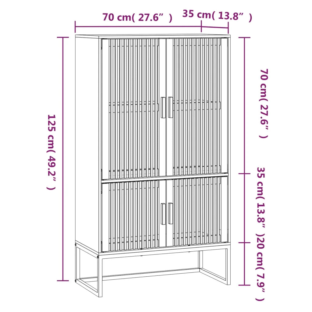 Credenza Nera 70x35x125 cm in Legno Multistrato 352140