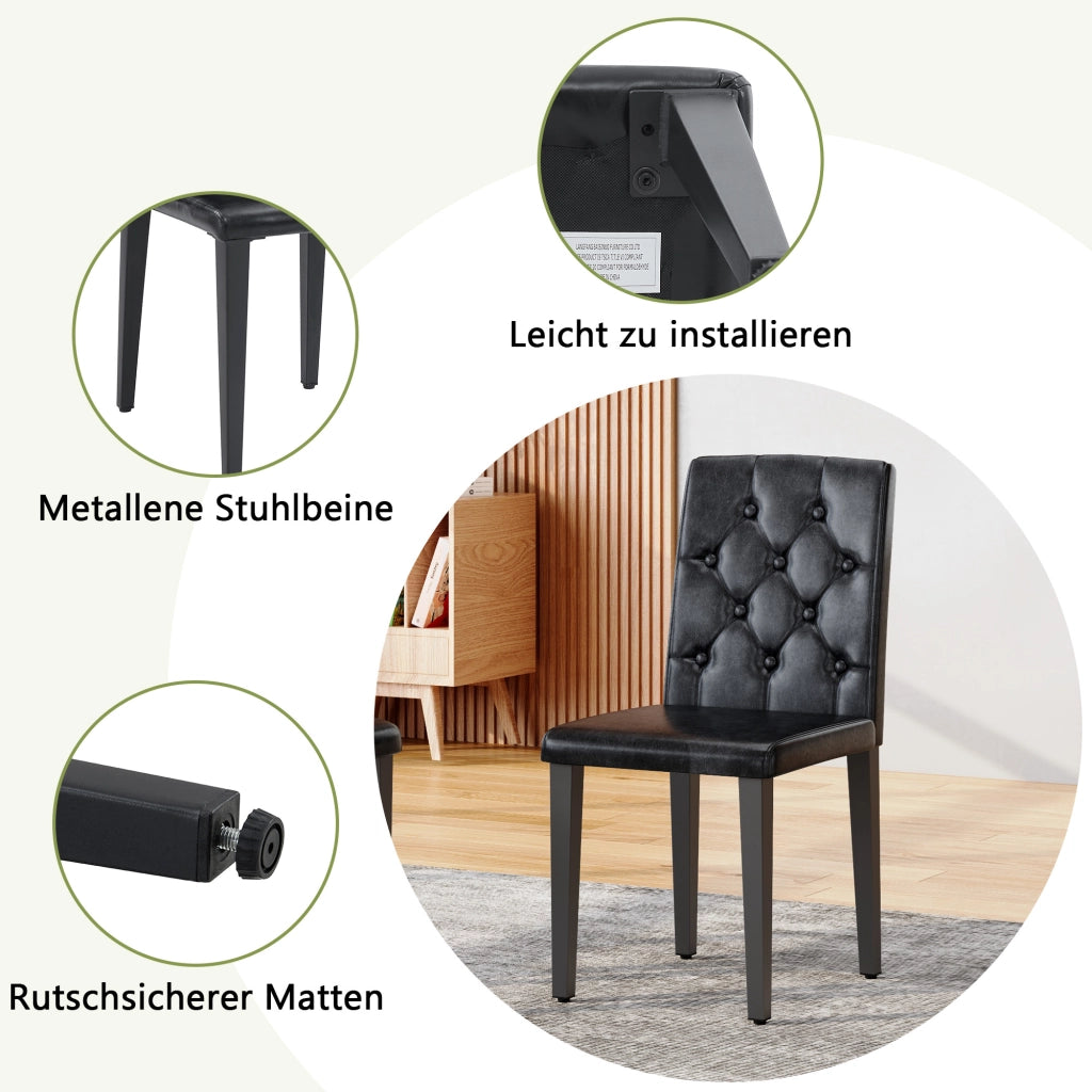 Set di 4 sedie da pranzo in nero puro: lusso discreto. La scelta ideale per le sale da pranzo in stile europeo, con gambe in metallo nero per una magg
