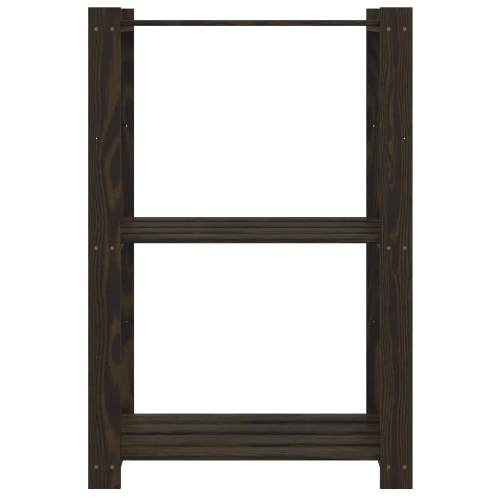 Scaffale a 3 Livelli Nero 60x38x90 cm in Legno Massello di Pino 373409