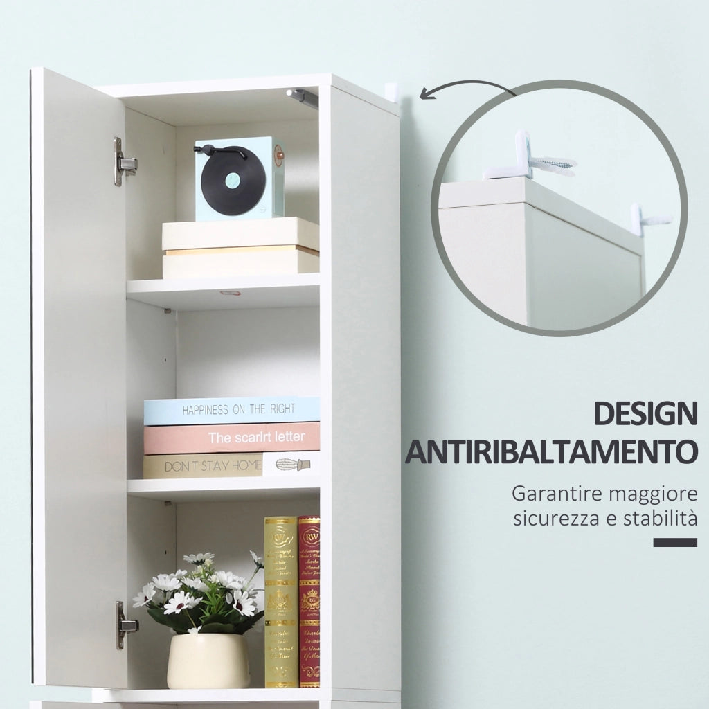 Mobile Colonna Bagno 5 Ripiani ¨C Xylo ¨C Bianco Legno Specchio 32x28x162 cm