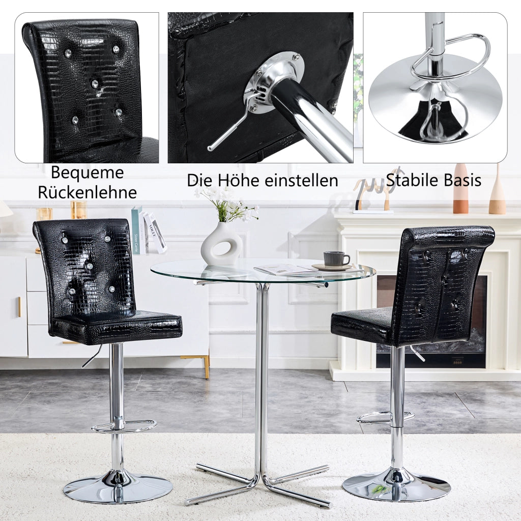 SEDIE DA BAR Set da 4 pezzi 55x42x125 cm PVC Nero