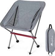 Camping-stoilete op-pieghevole, sedia da campeggio ultraleggera, smontaggio e rimontaggio rapido, seduta da spiaggia trasportabile con borsa da picnic per campeggio, esterno, escursioni, grigio