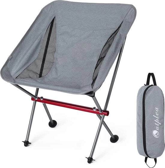 Camping-stoilete op-pieghevole, sedia da campeggio ultraleggera, smontaggio e rimontaggio rapido, seduta da spiaggia trasportabile con borsa da picnic per campeggio, esterno, escursioni, grigio