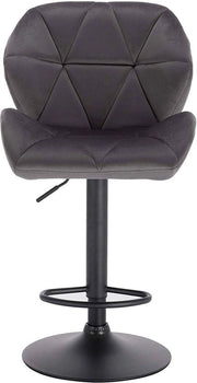 Barstolo Comfy Grigio - Con schienale - Solido- Velvet - Set da 1 - Cucina - Barseggi ergonomici - Regolabile in altezza - Altezza seduta 60-82cm