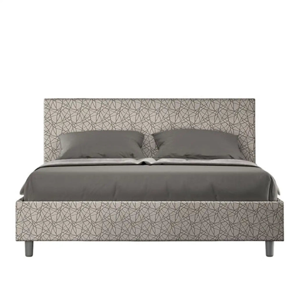 Letto matrimoniale contenitore imbottito 160x190 tessuto Era 2 grigio Adele