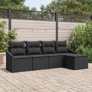 Set di divani con cuscino 5 pcs Nero polyrattan