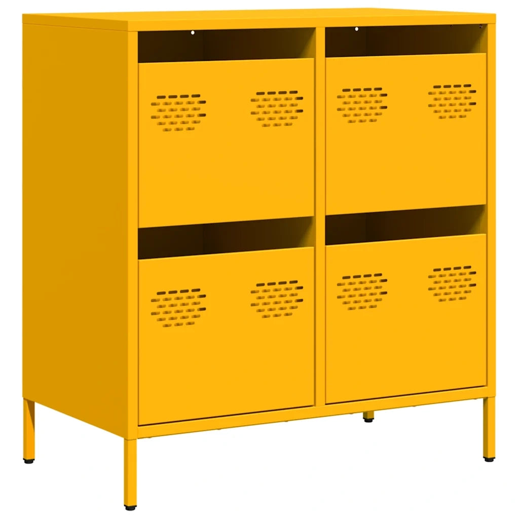 Credenza-Buffet-Armadio da cucina Giallo Senape 68x39x73,5 cm Acciaio Laminato a Freddo 648990