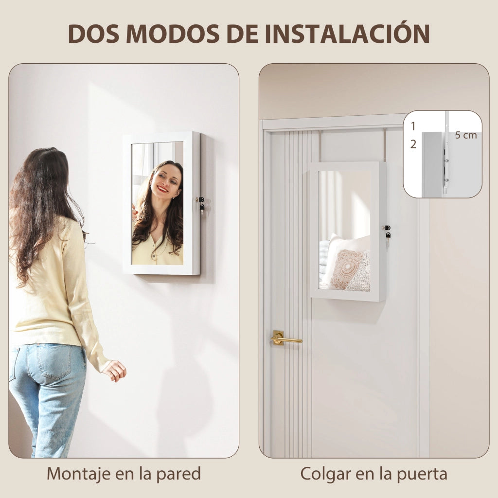 Specchio con cassettiera da parete ¨C zephmum ¨C bianco e crema
