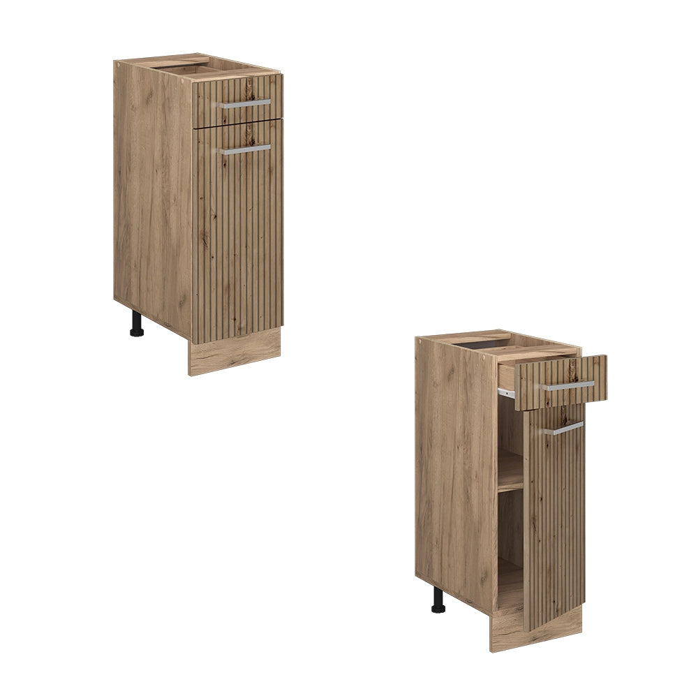Mobiletto base per cucina R-Line Rovere artigianale/Rovere dorato 30 cm senza piano di lavoro Vicco