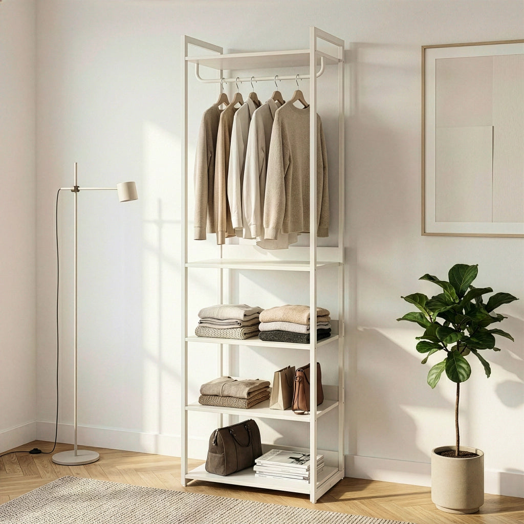 Stand Appendiabiti Jässaatka in Acciaio con 5 Ripiani 200 x 61 x 40 cm - Grigio [en.casa]