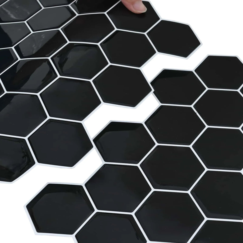 Piastrella Esagonale 50 pz Nero 30 x 30 cm Poliuretano e PET CFW1959321